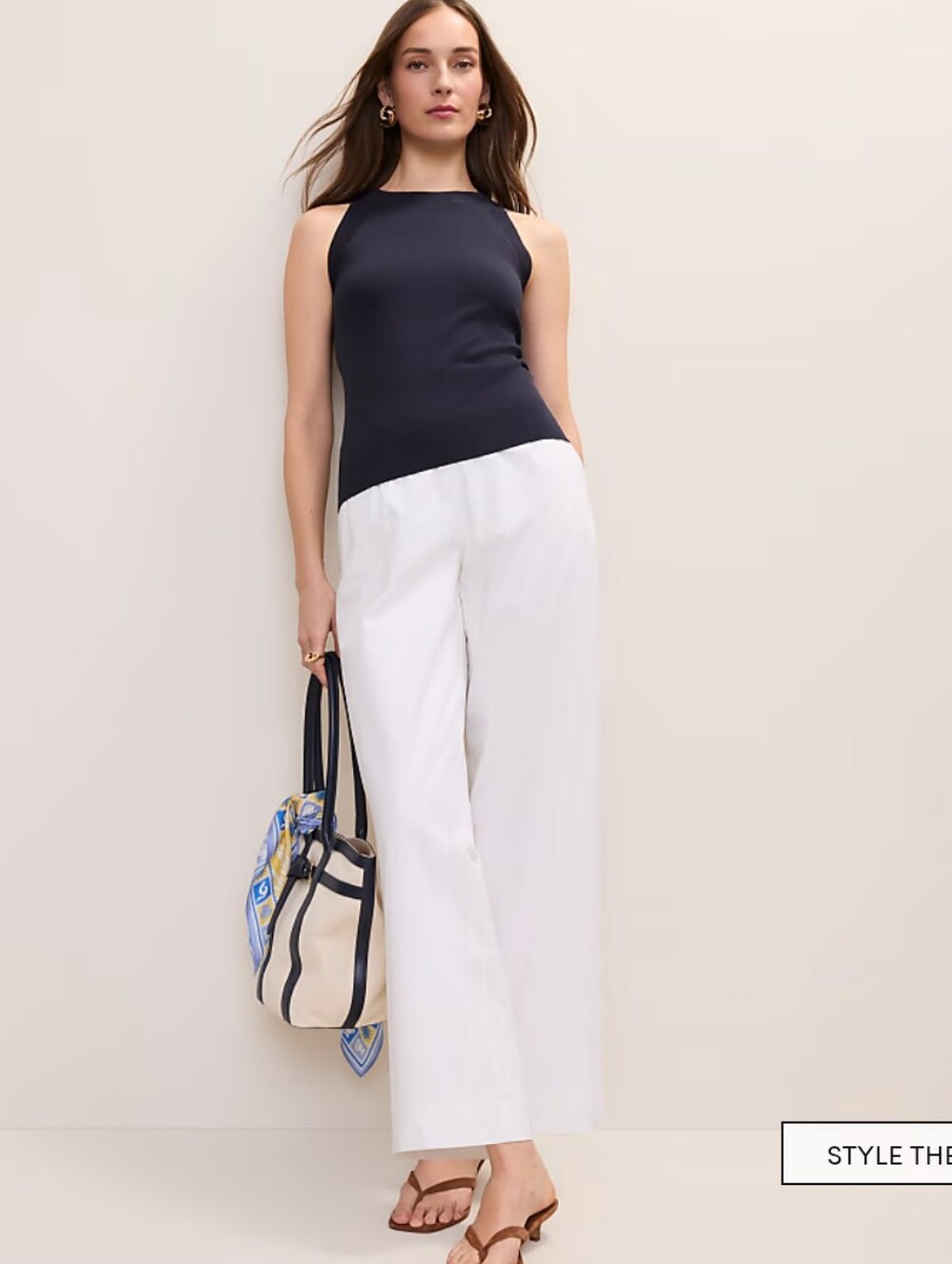 Kasper White Linen Wide Leg Pull On Pants Size Medium